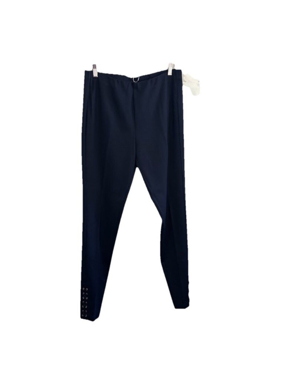 Lauren Ralph Lauren Navy Blue Ponte Knit Leggings Pull On Lace Up Detail Size L